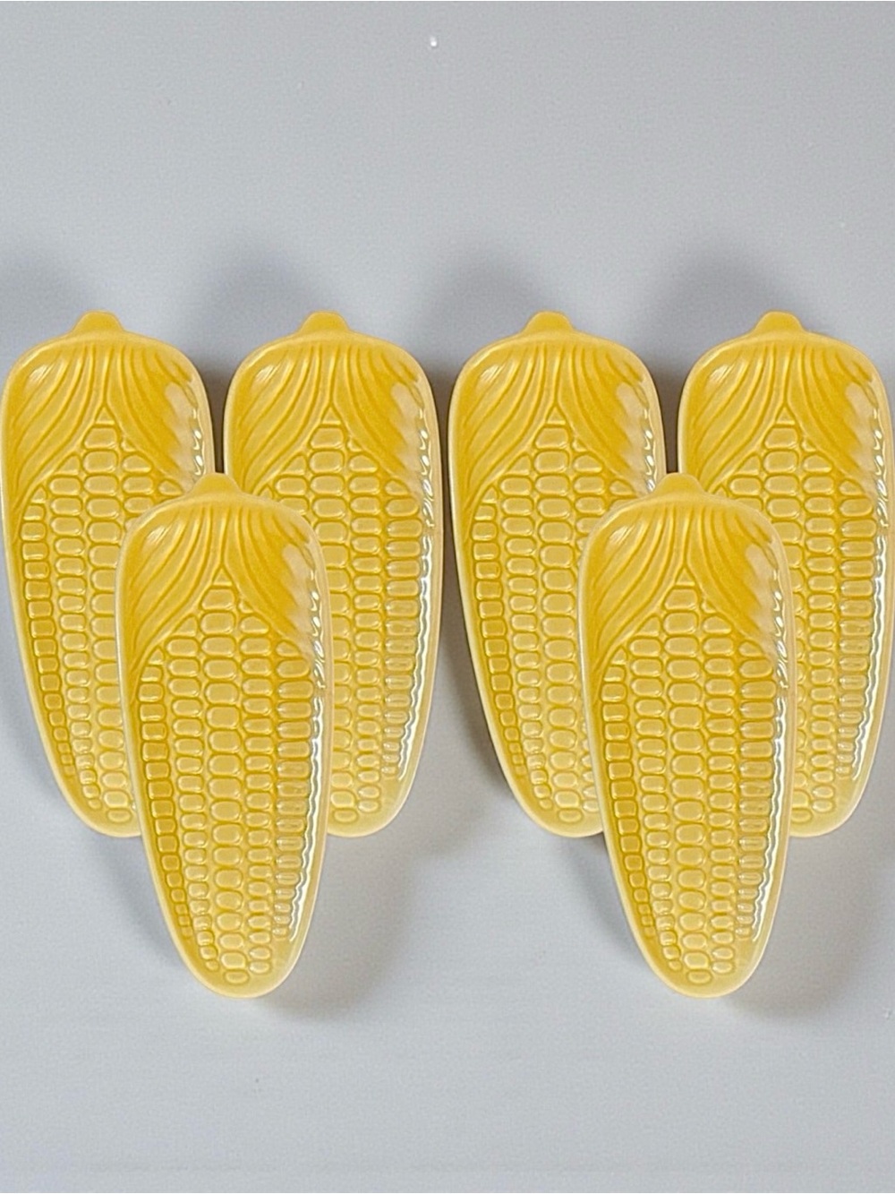 Vintage Yellow Ceramic Corn Cob Serving Dish Set of 6
